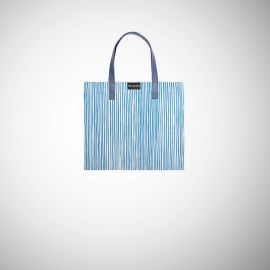 Shopping Bag Frasette in pelle scamosciata bianca stampa righe S