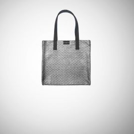 Shopping Bag Frasette in pelle laminata argento S