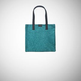 Shopping Bag Frasette in pelle laminata turchese S