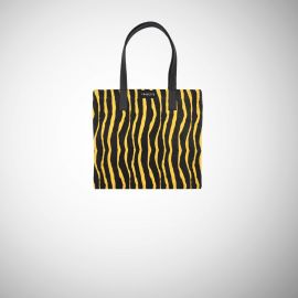 Shopping Bag Frasette in pelle scamosciata gialla stampa zebra S