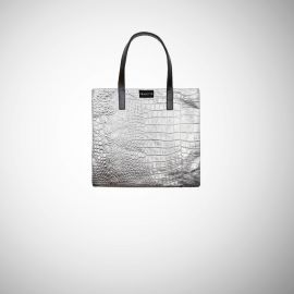 Shopping Bag Frasette in pelle argento stampa cocco S