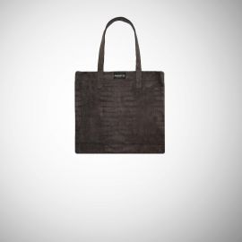 Shopping Bag Frasette in pelle scamosciata grigia stampa wild S