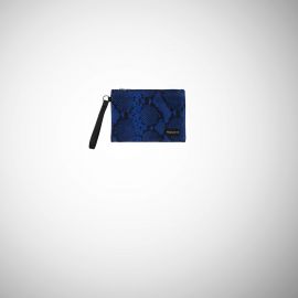 Pochette Frasette in pelle scamosciata blu stampa serpente S