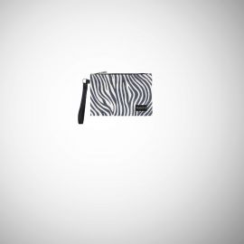 Pochette Frasette in pelle scamosciata bianca stampa zebra S