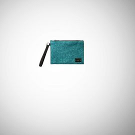 Pochette Frasette in pelle laminata turchese S