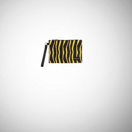 Pochette Frasette in pelle scamosciata gialla stampa zebra S