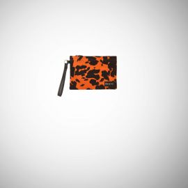 Pochette Frasette in pelle scamosciata arancio stampa mucca S