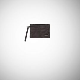 Pochette Frasette in pelle scamosciata grigia stampa animalier SP