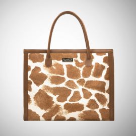 Tote bag Frasette in cavallino beige stampa giraffa L