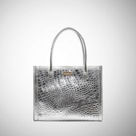 Tote bag Frasette in pelle argento stampa cocco S