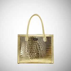 Tote bag Frasette in pelle oro stampa cocco S