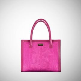 Tote bag Frasette in pelle fucsia stampa cocco S