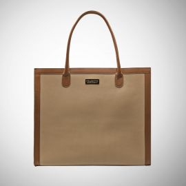 Tote bag Frasette in pelle beige e cuoio L