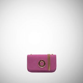 Mini bag Frasette in pelle rosa scamosciata
