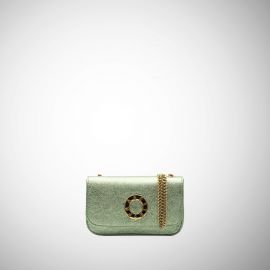 Mini bag Frasette in pelle laminata verde