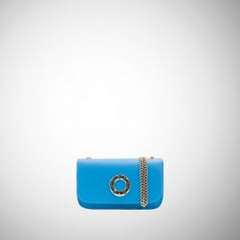 Mini bag Frasette in pelle azzurra