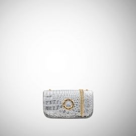 Mini bag Frasette in pelle argento stampa cocco TU