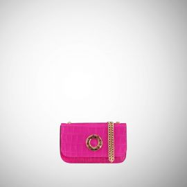 Mini bag Frasette in pelle fucsia stampa cocco TU