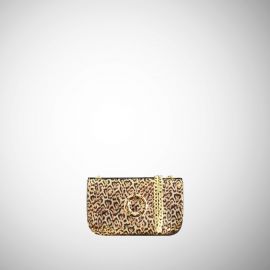Mini bag Frasette in pelle oro stampa leopardo TU