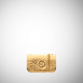 Mini bag Frasette in pelle oro stampa struzzo
