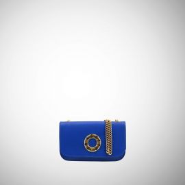 Mini bag Frasette in pelle bluette