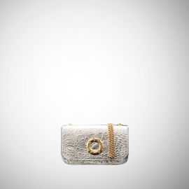 Mini bag Frasette in pelle argento stampa cocco