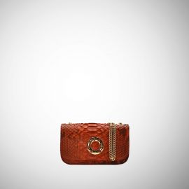 Mini bag Frasette in pelle pitone rosso nero