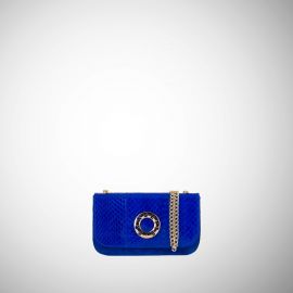 Mini bag Frasette in pelle e pitone azzurra TU