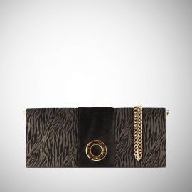 Baguette Frasette in pelle scamosciata nera stampa zebra TU