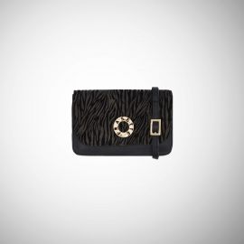 Marsupio Frasette in pelle scamosciata nera stampa zebra e nera TU