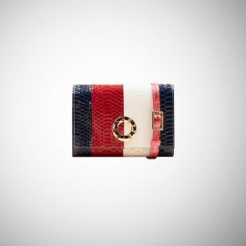 Marsupio Frasette in pelle rettile fascia blu rossa bianca TU