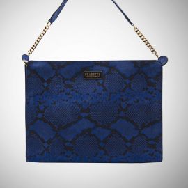 Work Bag Frasette in pelle scamosciata blu stampa serpente