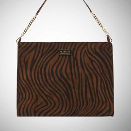 Work Bag Frasette in pelle scamosciata nocciola stampa zebra