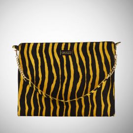 Work Bag Frasette in pelle scamosciata gialla stampa zebra TU
