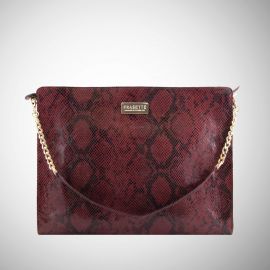 Work Bag Frasette in pelle bordeaux stampa animalier TU