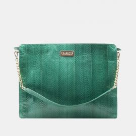 Work Bag Frasette in pelle rettile verde smeraldo TU