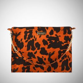 Work Bag Frasette in pelle scamosciata arancio stampa mucca TU