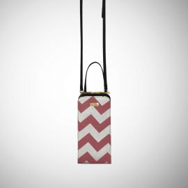 Porta cellulare Frasette in pelle argento e rosa zig zag PC