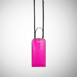 Porta cellulare Frasette in pelle fucsia stampa cocco PC