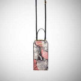 Porta cellulare Frasette in pelle oro e rosa stampa serpente PC