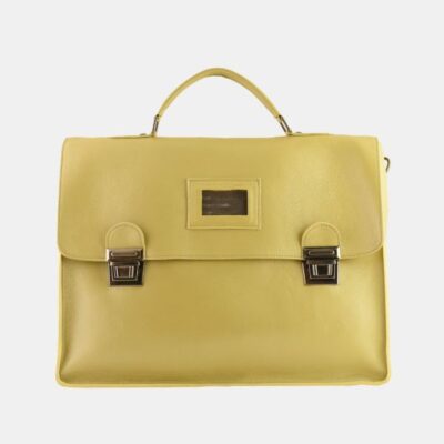 Cartella Frasette in pelle gialla L