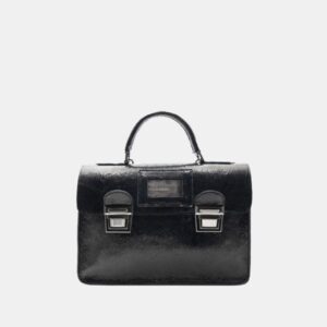 Cartella Frasette in pelle nera laminata S