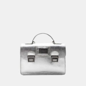 Cartella Frasette in pelle laminata argento S