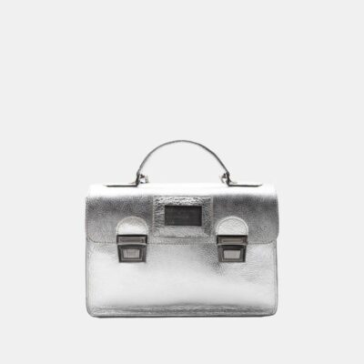 Cartella Frasette in pelle laminata argento S