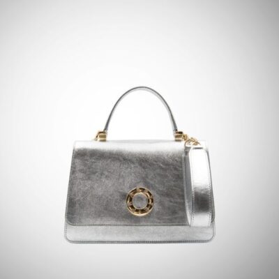 Borsa Frasette in pelle argento S