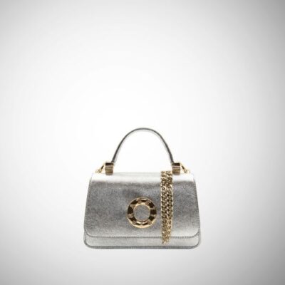 Borsa Frasette in pelle argento XS
