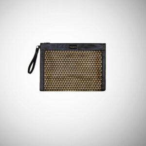 Pochette Frasette pelle intrecciata oro e nera LP