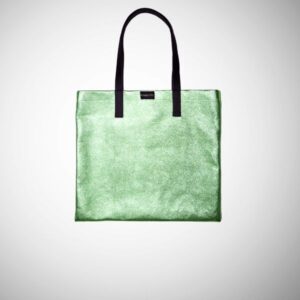 Shopping Bag Frasette in pelle laminata verde acqua M
