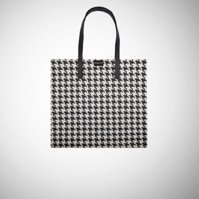 Shopping Bag Frasette in pelle scamosciata panna pied de poule M