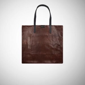Shopping Bag Frasette in pelle marrone stampa wild M